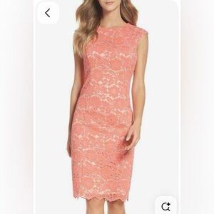 🧡🩷🧡Love Culture Floral Bodycon Dress Lace Overlay Medium 🧡🩷💛